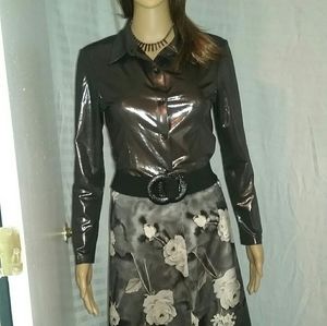 Skirt Start CCC  blk white  roses w/belt